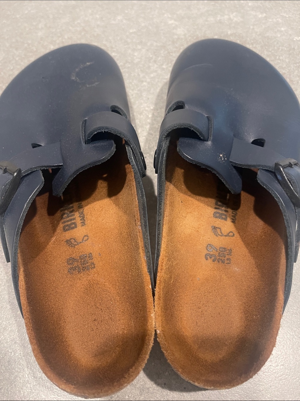 Birkenstock Navy Blue Boston Clogs